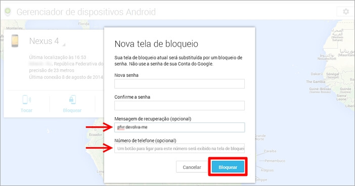 Definir senha do celular