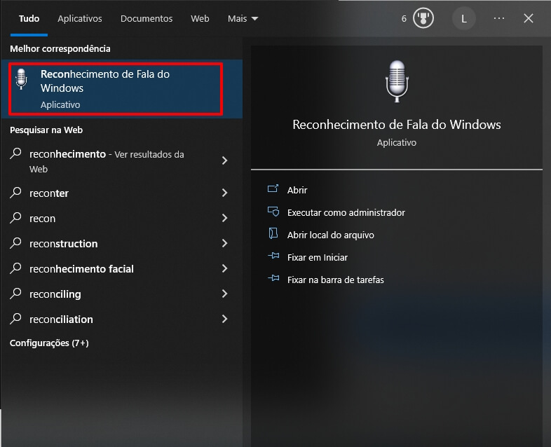 Reconhecimento de Fala do Windows