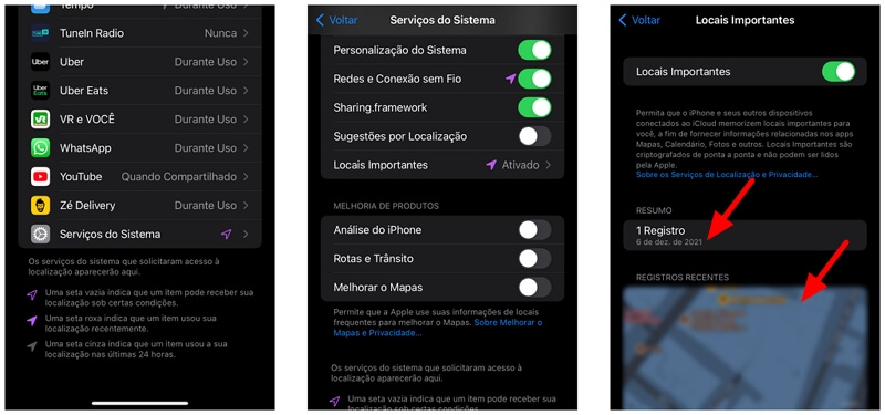 Ver histórico de localizações do iPhone