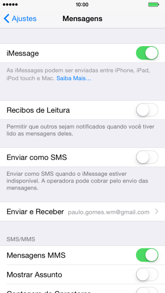 Ativar MMS do iPhone