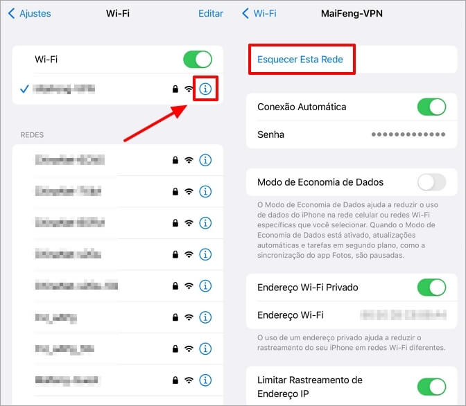 Esquecer rede do WiFi