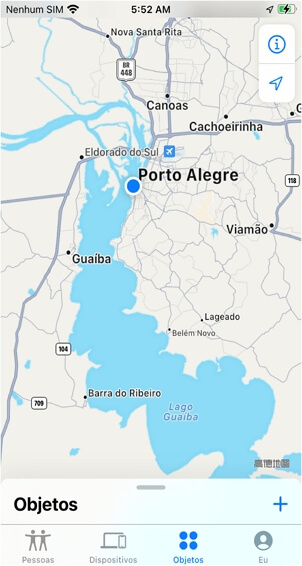 Uma nova localização exibida em seu dispositivo