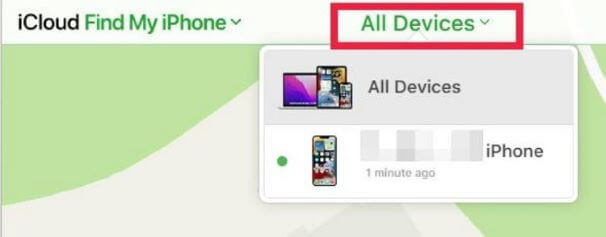 click all devices from icloud