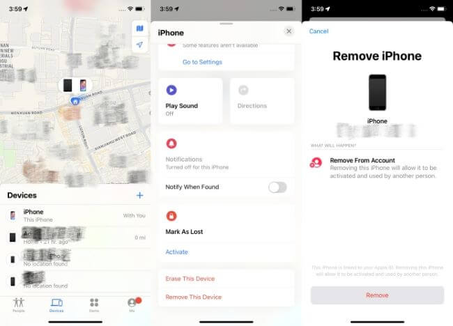remove iphone from apple id on icloud