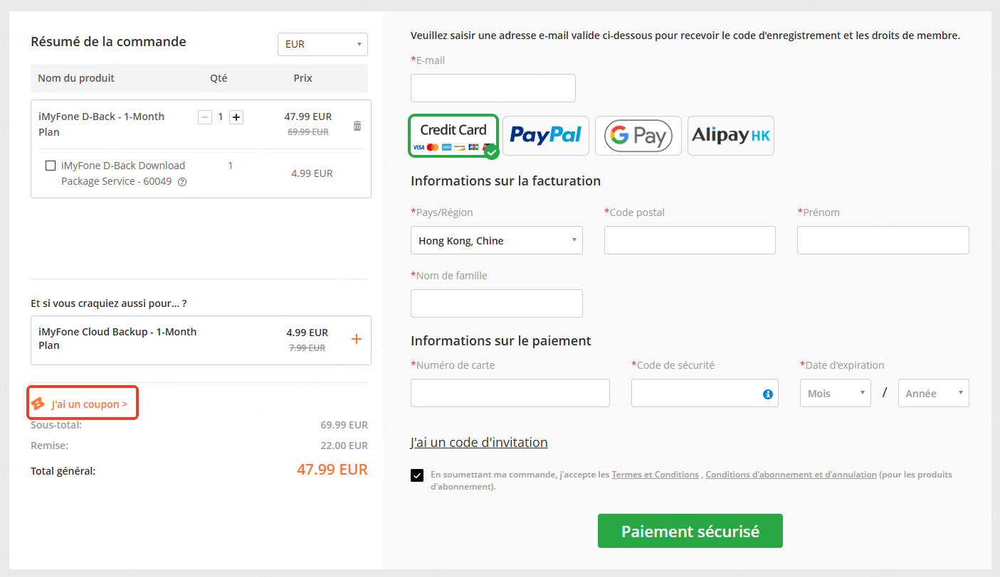J'ai un coupon