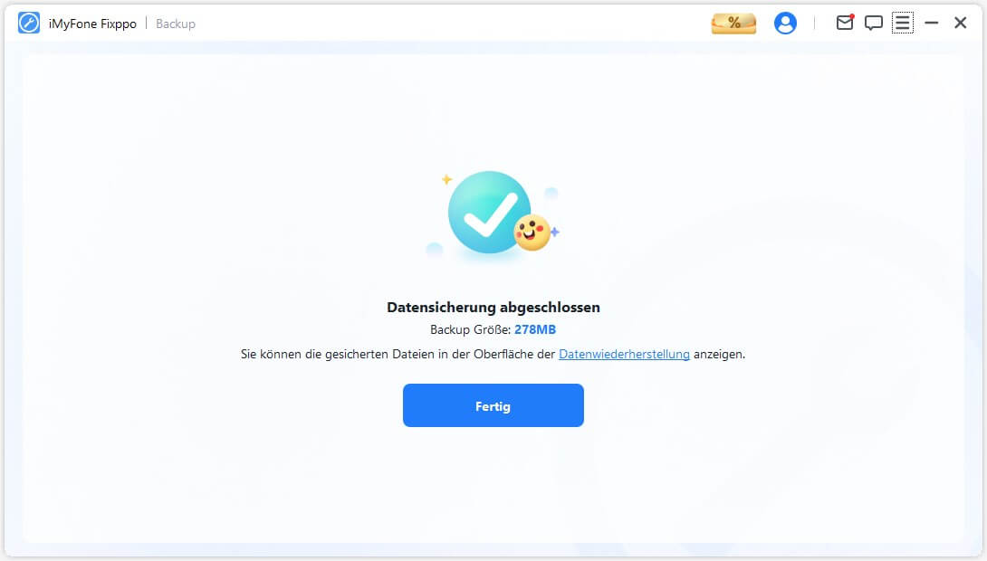 Die Datensicherung wurde abgeschlossen