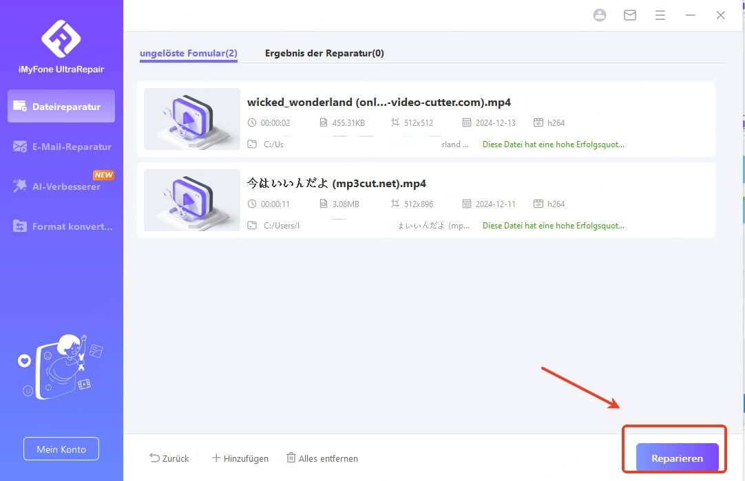 App Video Qualität verbessern UltraRepair