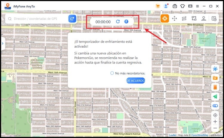 hacer clic en para mover a ubicación deseada