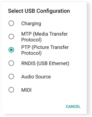 USB configuracion