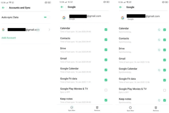 samstilla oppo við google drive
