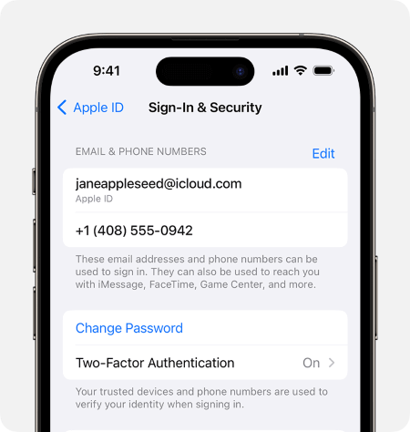breyta Apple ID lykilorði