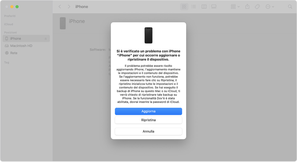 Sbloccare iPhone senza codice con la modalità di recupero