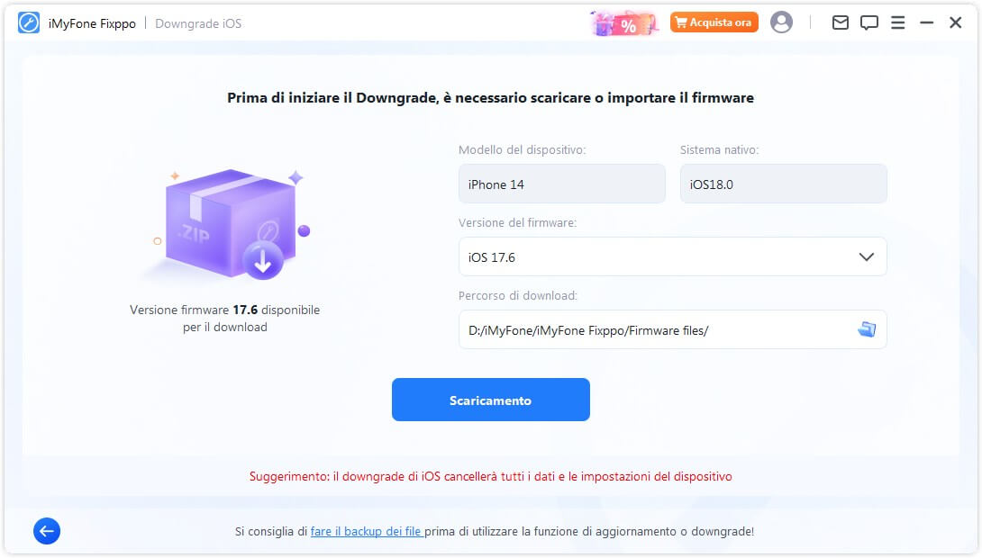 Scarica il firmware per annullare l'aggiornamento iOS