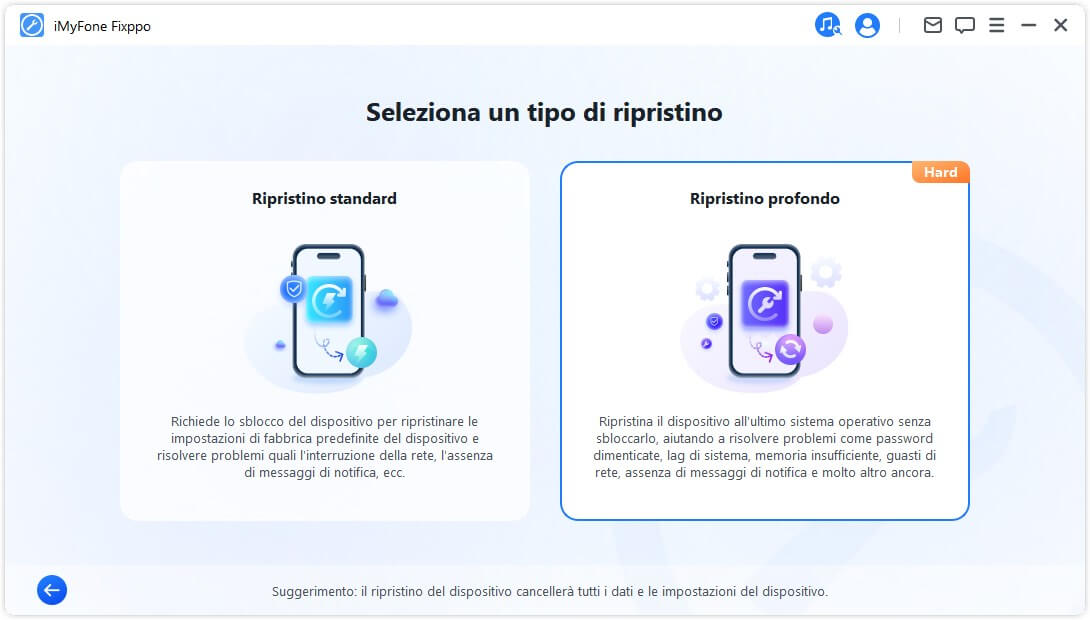 Seleziona Ripristino profondo