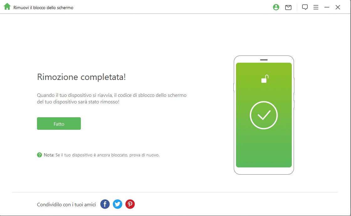Elimina lo schema di blocco