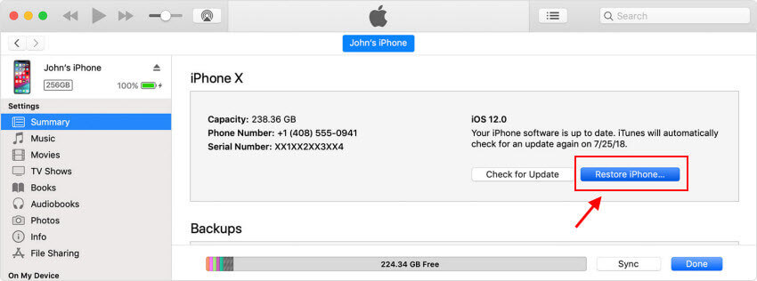 atjaunot iPhone no iTunes