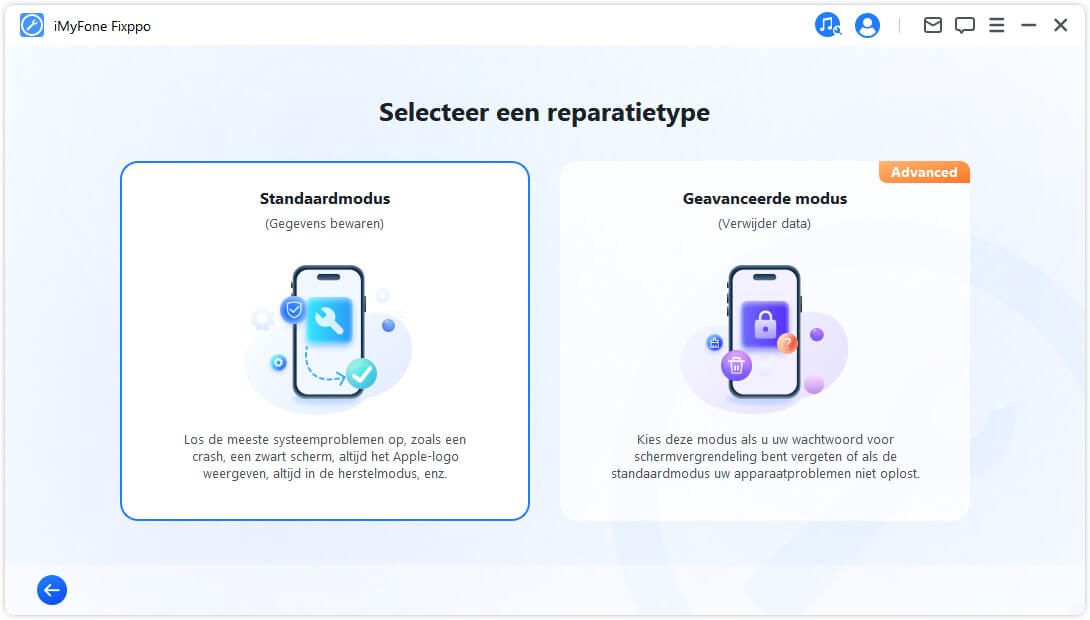 Selecteer Fixppo standaardmodus
