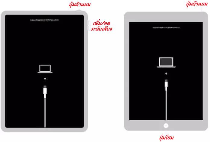ให้ iPad เข้าสู่โหมดการกู้คืน